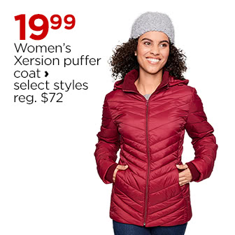 $19.99 Women's Xersion puffer coat, select styles, regular price $72