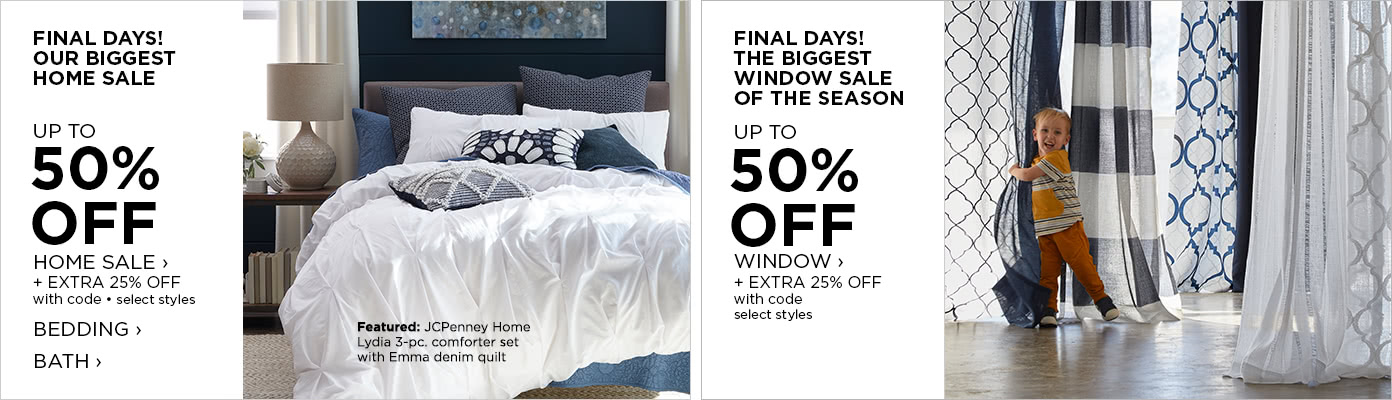 FINAL DAYS! Up to 50% off Home sale plus extra 25% off with code, select styles