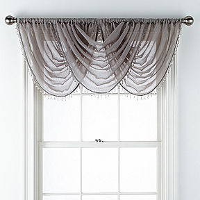 Blue & Beige Striped Window VALANCE scalloped JCPenney Home Collection 60" x 18"