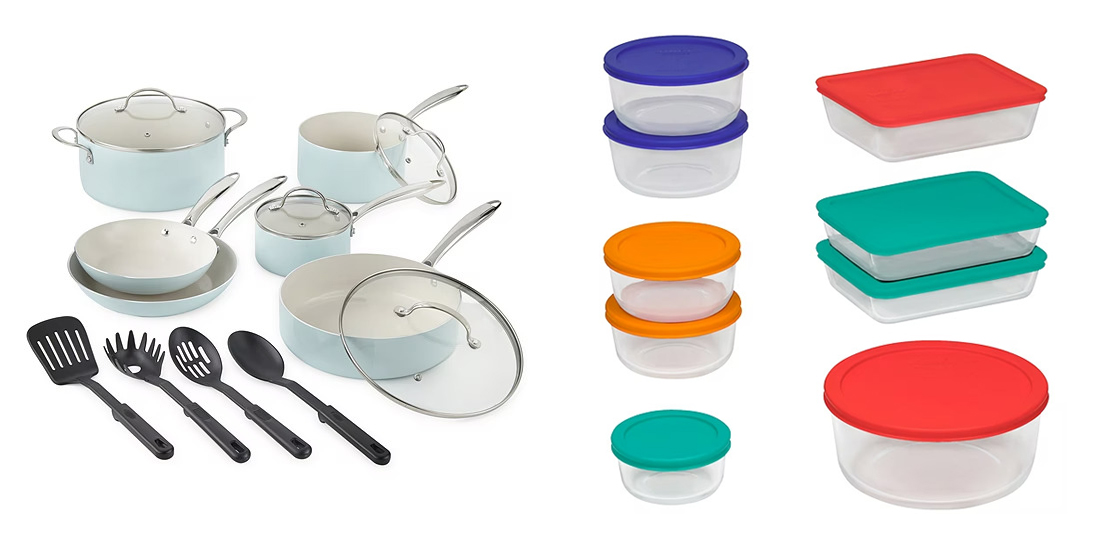 Cooks Ceramic 14-pc. Non-Stick Cookware Set & Food Storage Containers
