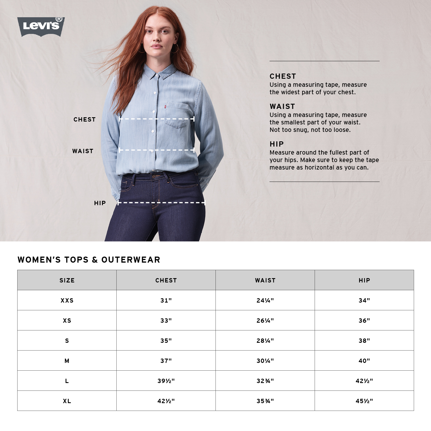 levis women jeans size chart