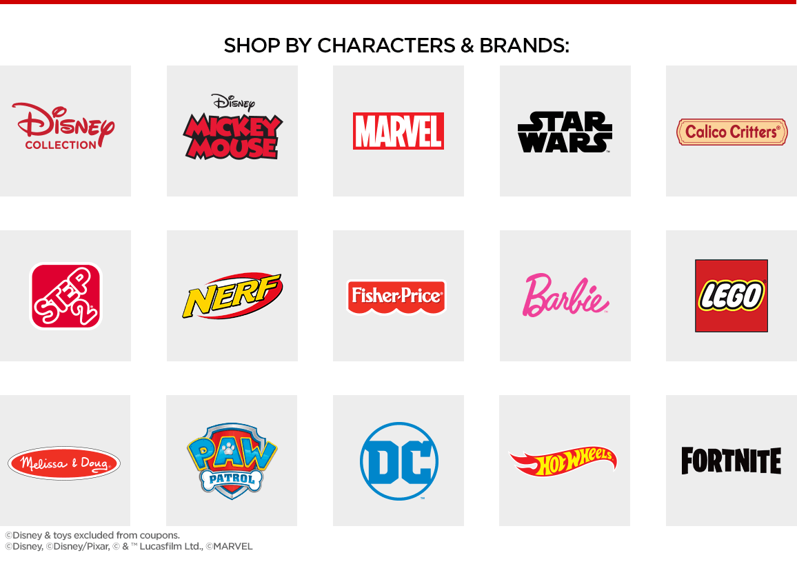 Shop characters by brands
