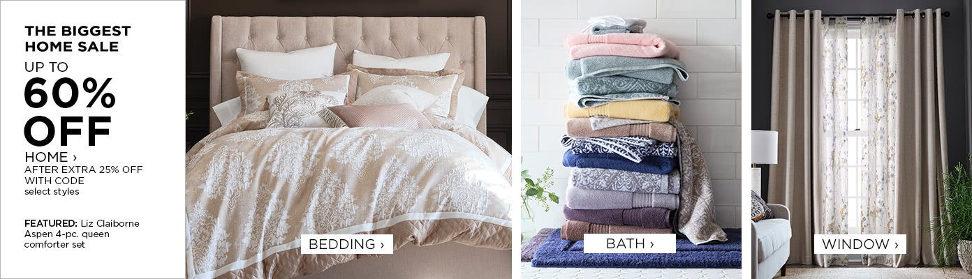 Up to 60% off Home, after extra 25% off with code, select styles