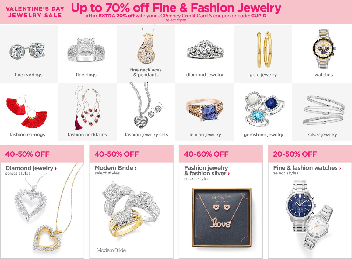 Valentine's Day Jewelry Sale. Up to 70% off fine & fashion jewelry