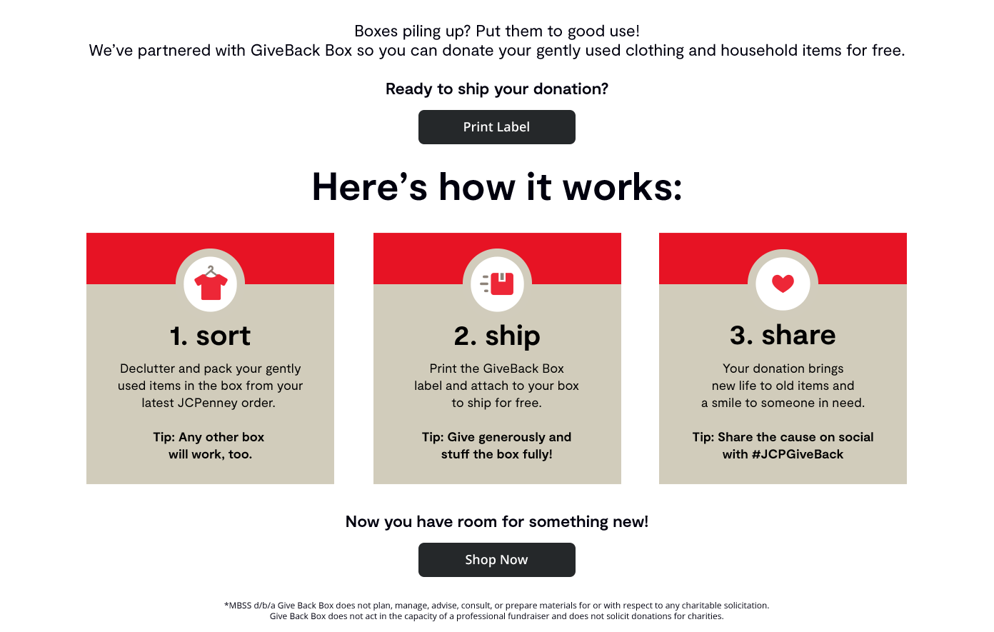 We've partnered with GiveBack Box so you can donate your gently used clothing and household items for free.